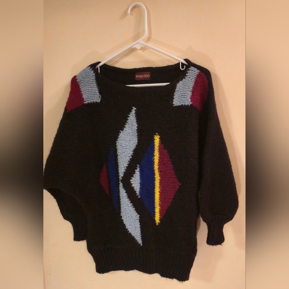 Vintage Positano Colorblock Abstract Pullover Wool Sweater - Fits like Large